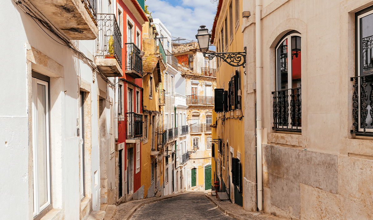 Photograph of a street in Bairro Alto, Lisbon.